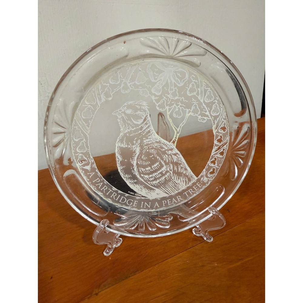 Artmark Fine Crystal Partridge in a Pear Tree Collector Plate 7.5" with Stand